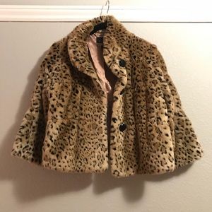 Leopard print faux fur jacket